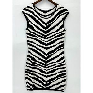 Express Dress Womens Bodycon Sleeveless Knit Animal Print Zebra Black White M